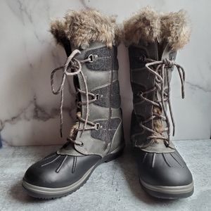 Blondo Sport Sasha Grey Fur Lined Snow Rain Boots